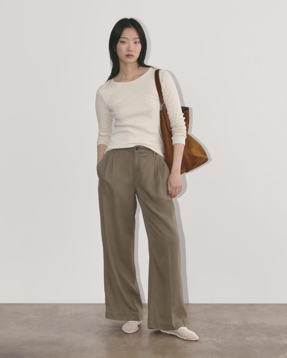 The Luxe Rib Long-Sleeve Crew | Heathered Oat - Image 3