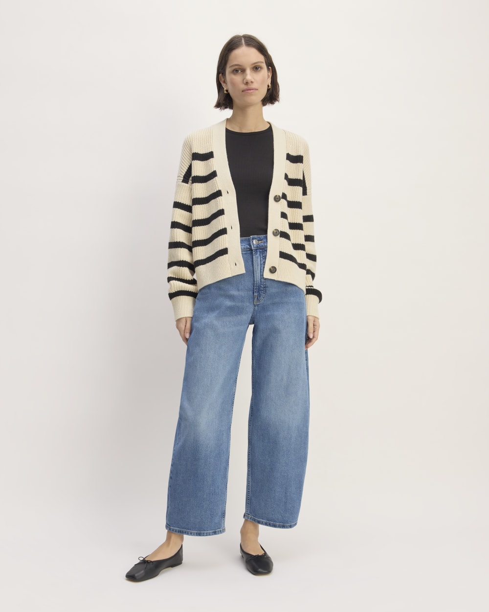 The Boxy Cardigan in Everyday Cotton | Canvas / Black - Image 3