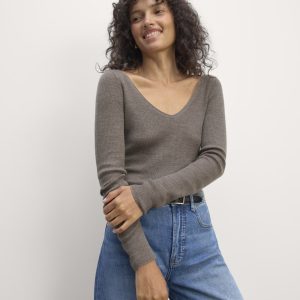 The Off-Shoulder Top in Ultrasoft Merino | Heather Cocoa