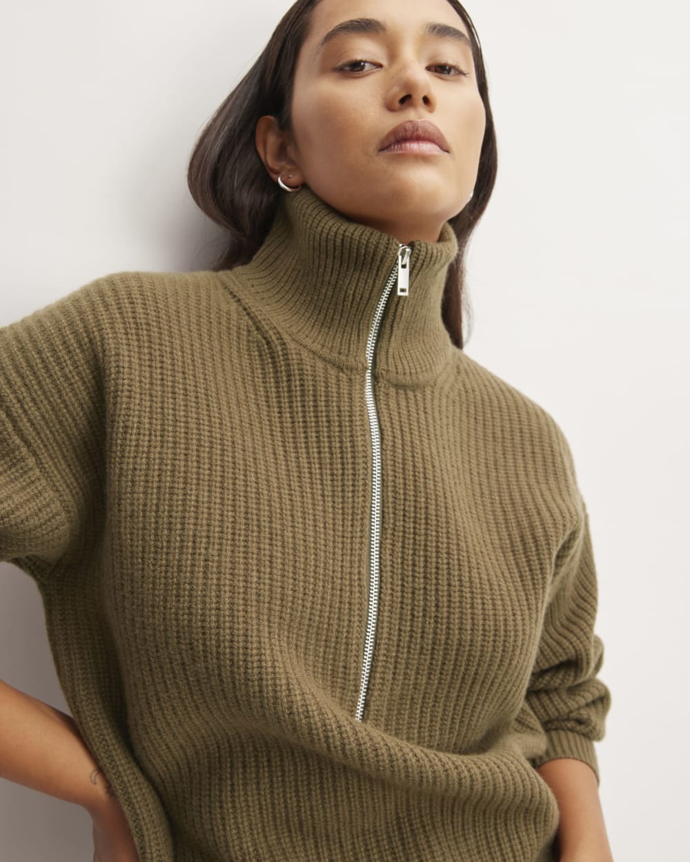 The Half-Zip Sweater in Luxe Merino | Beech - Image 4