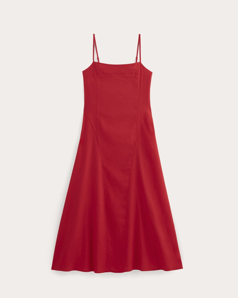 The Seamed Dress in Stretch Linen | Classic Red - Image 2
