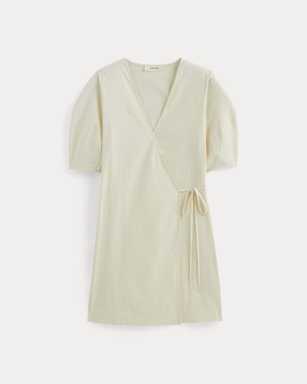 The Seersucker Mini Wrap Dress | Bone - Image 2