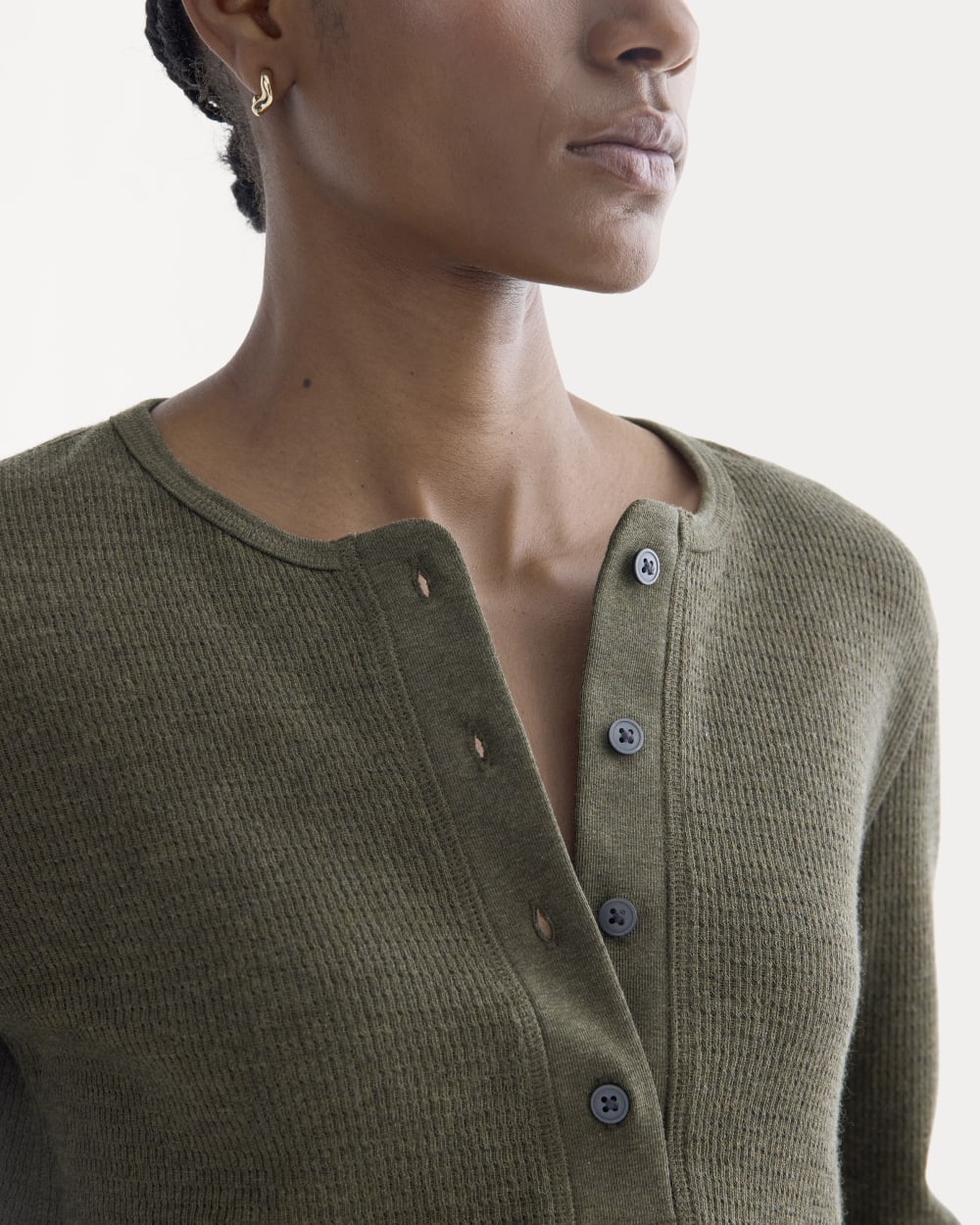 Boxy Henley in Cozy Waffle | Heather Beech - Image 4