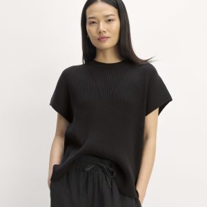 The Cotton Knit Caftan Top | Black