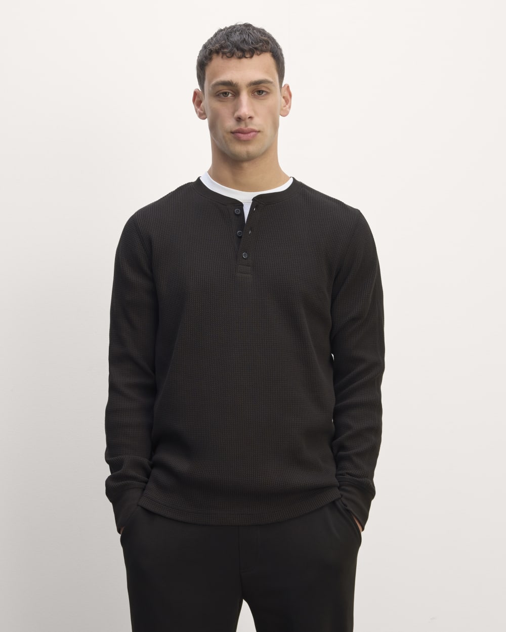 The Waffle Long-Sleeve Henley | Black