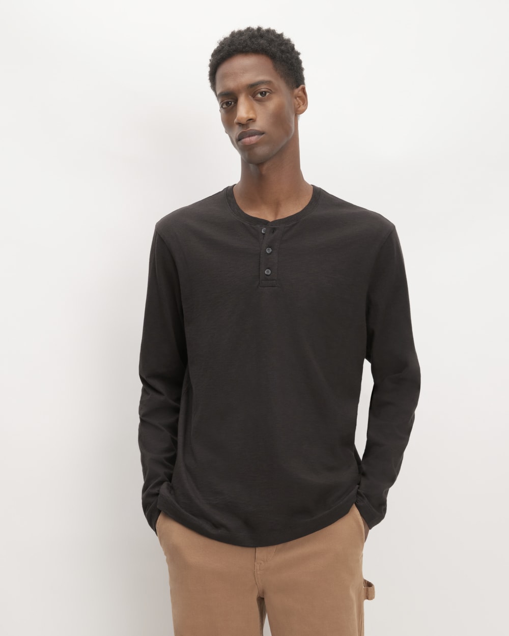 The Slub Long-Sleeve Henley | Black