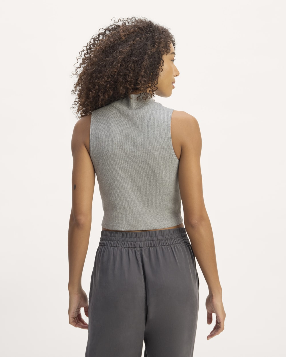 The Ribbed Mockneck Tank | Mid Heather Grey - Image 4