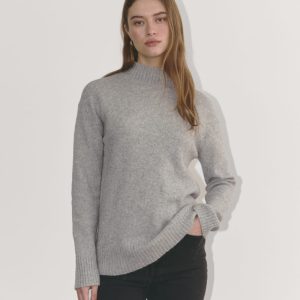 The Mockneck Sweater in Plush Cotton | Heathered Grey