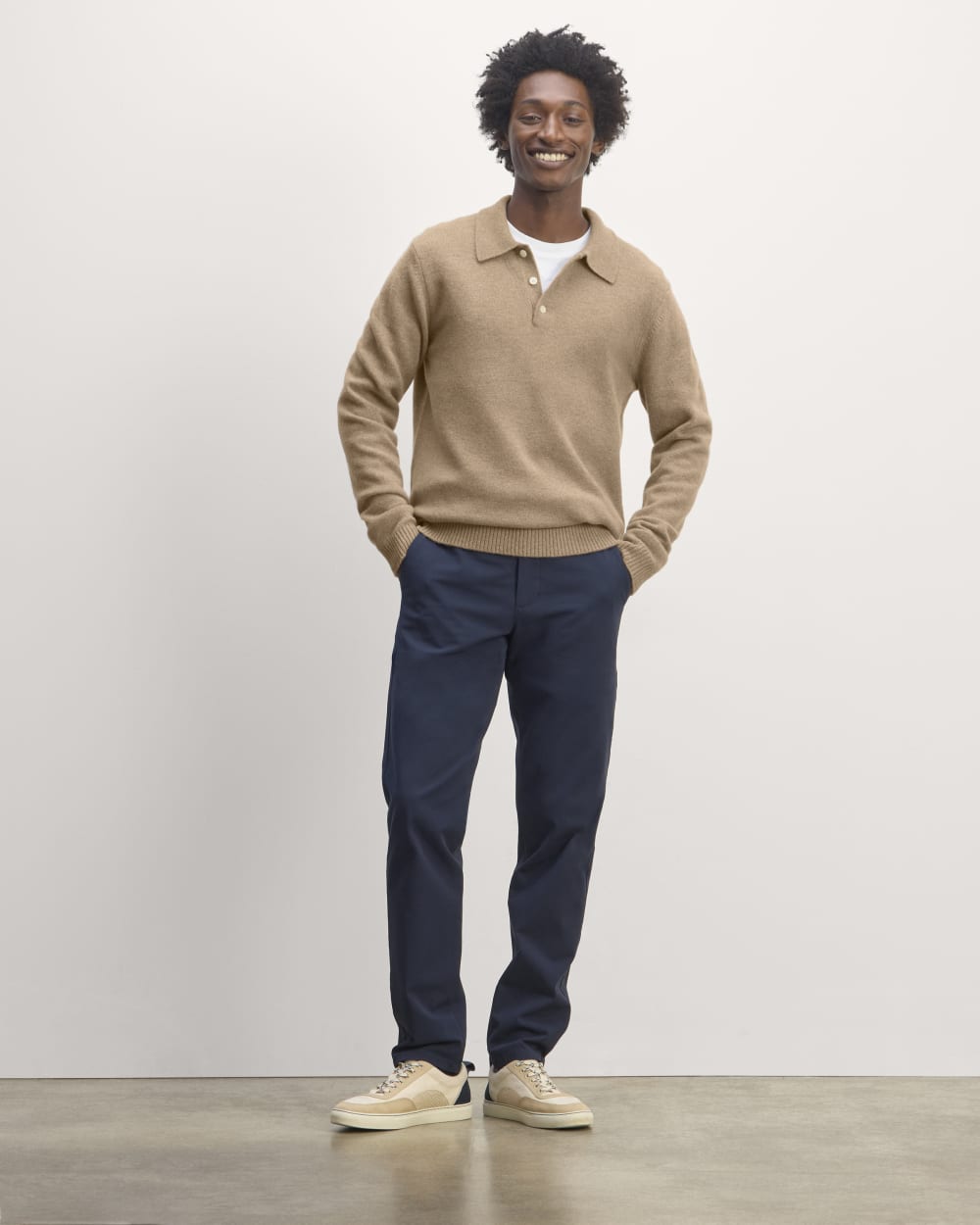 The Classic Polo in Luxe Merino | Oat Melange - Image 3