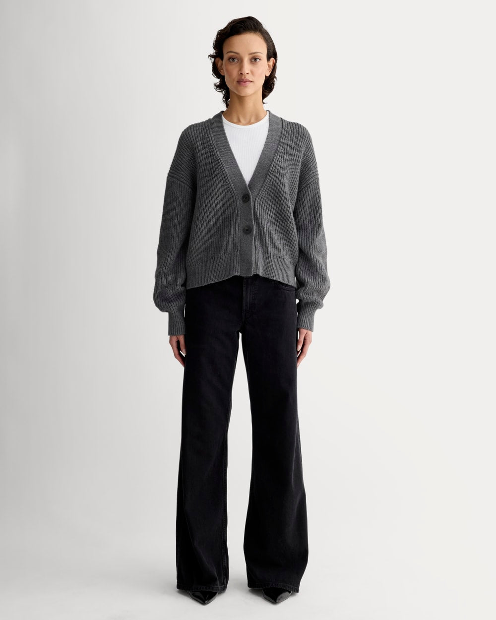 The Boxy Cardigan in Everyday Cotton | Heathered Charcoal - Image 3