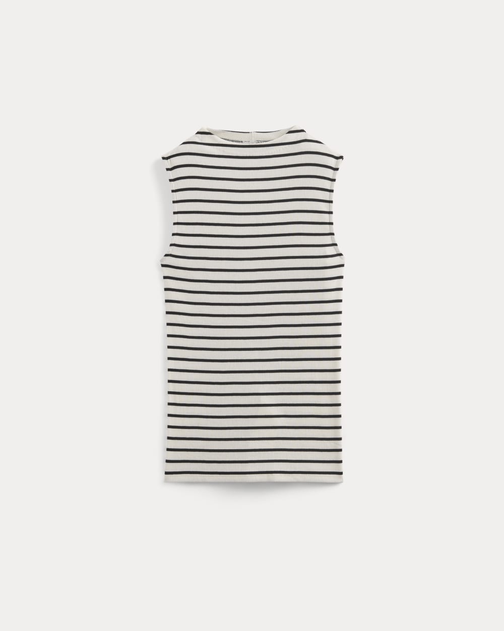 The Luxe Rib Funnel-Neck Tank | Bone / Black - Image 2