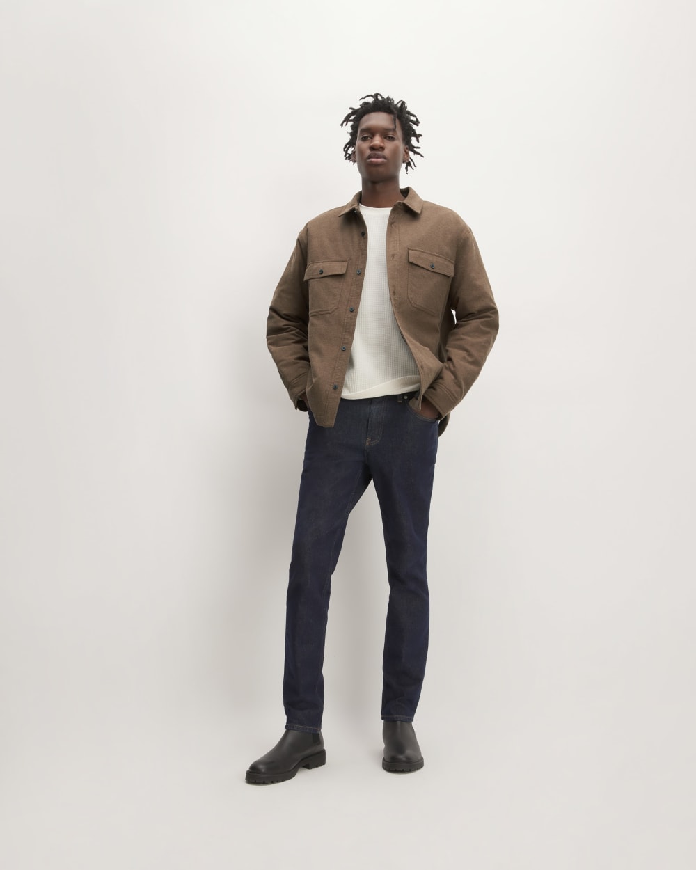 The Flannel Filled Shirt Jacket | Heathered Cocoa Brown - Image 3