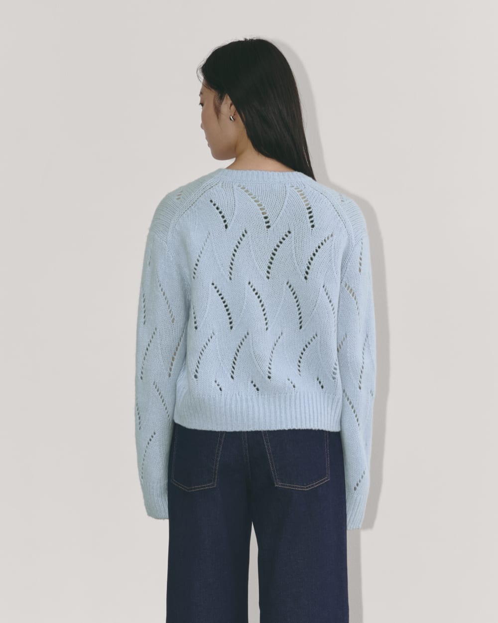 The Pointelle Cardigan in Cloud | Chambray Blue - Image 5