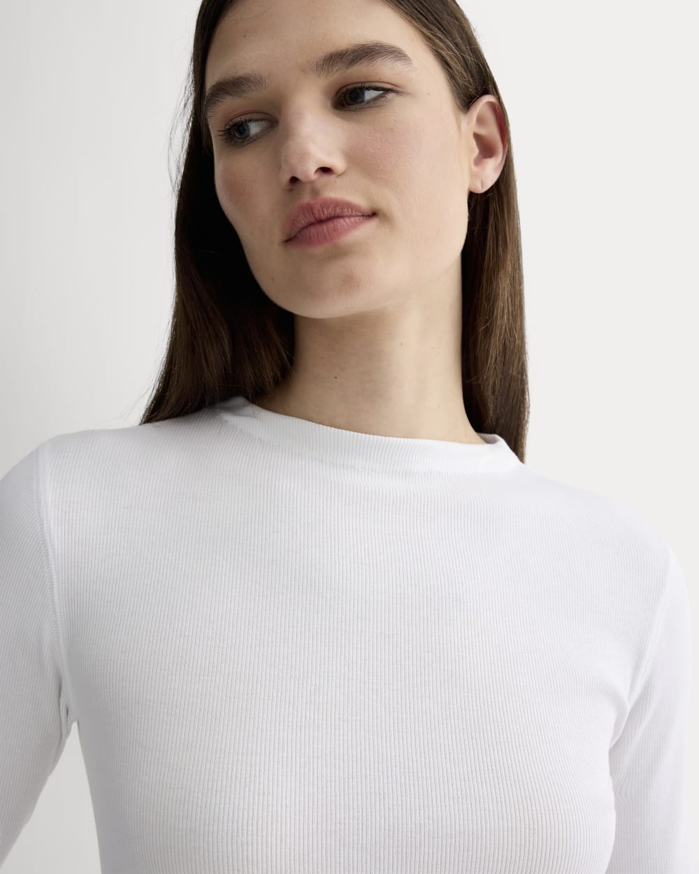 The Luxe Rib Funnel-Neck Tee | White - Image 4