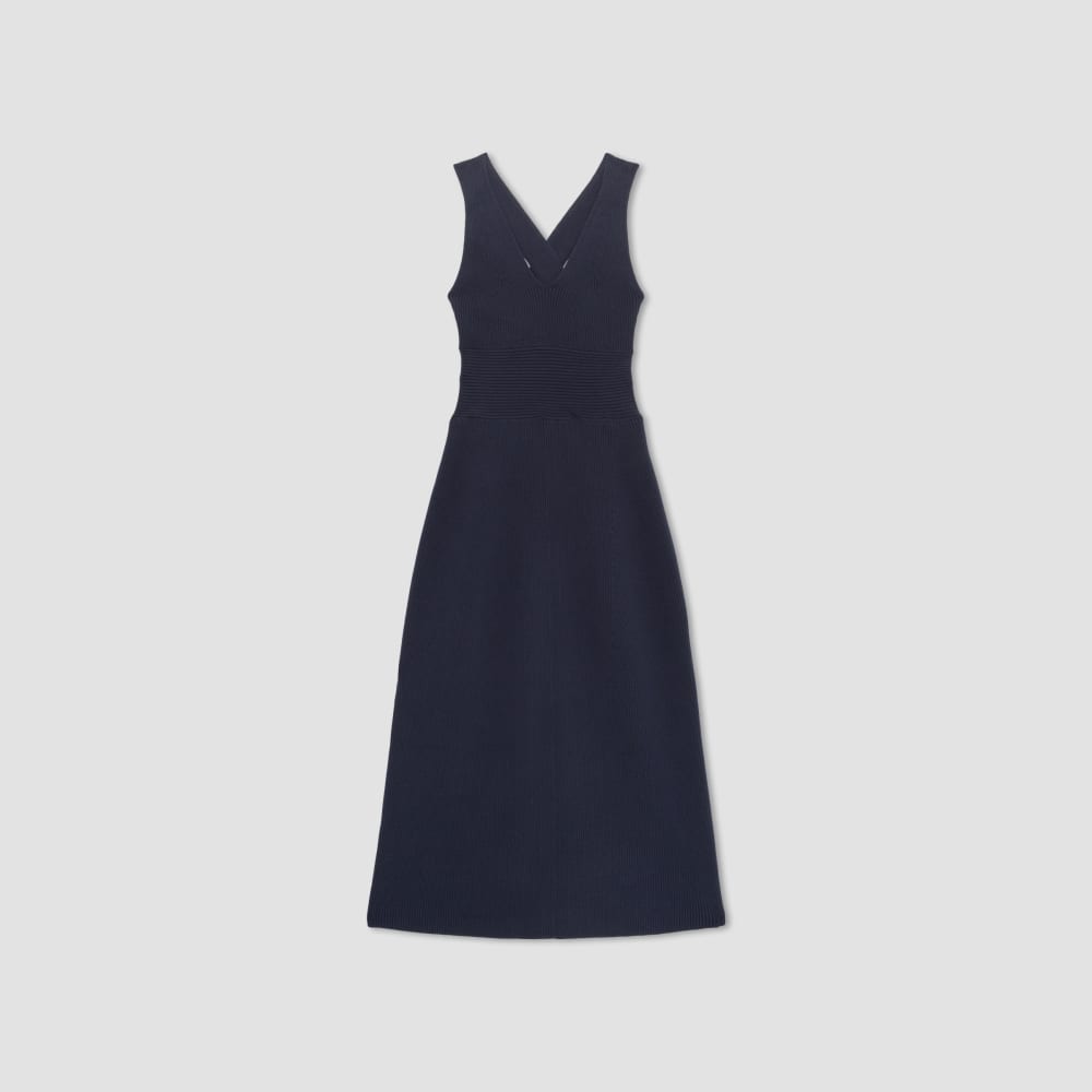 The Ribbed Cotton Cross-Back Dress | Navy - Image 2