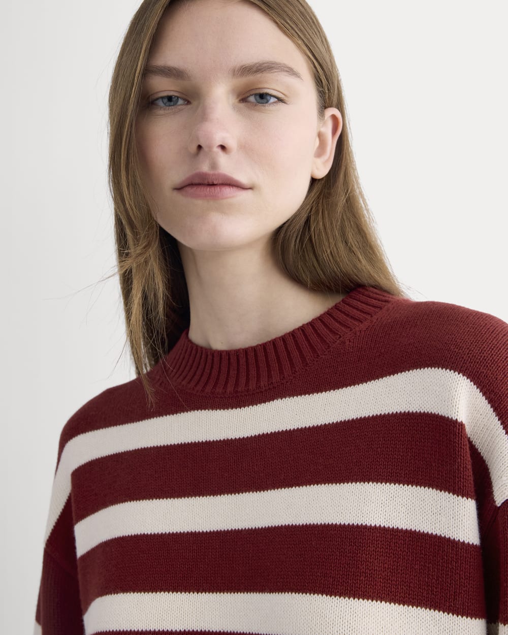 The Boxy Sweater in Everyday Cotton | Merlot / Canvas - Image 4