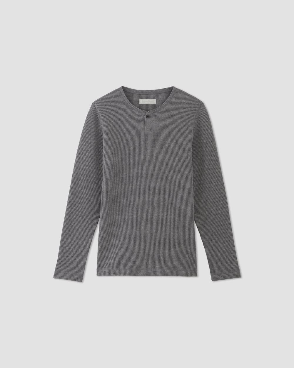 The Waffle Long-Sleeve Henley | Heathered Charcoal - Image 2