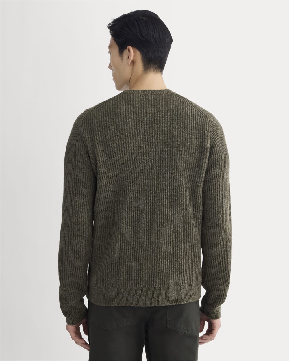 The Fisherman Crew in Wool Cashmere | Heathered Army Green - Image 5