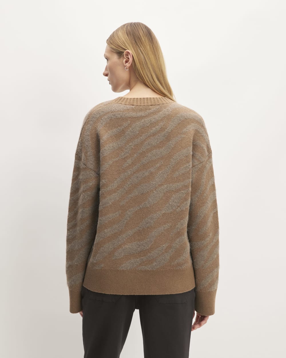 The Alpaca Tiger Jacquard Crewneck | Camel / Medium Brown - Image 6