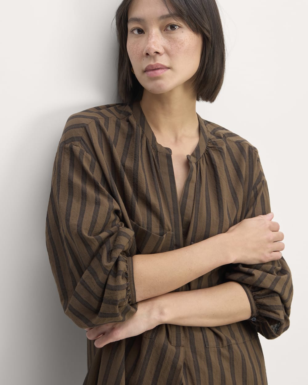 The Gauze Caftan Dress | Cocoa / Black - Image 3