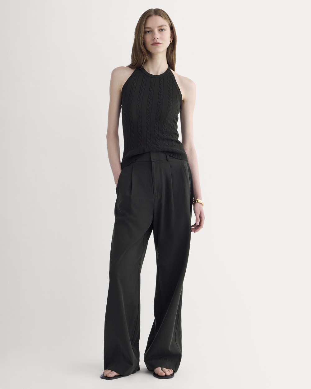 The Cable Halter in Cotton Cashmere | Black - Image 3