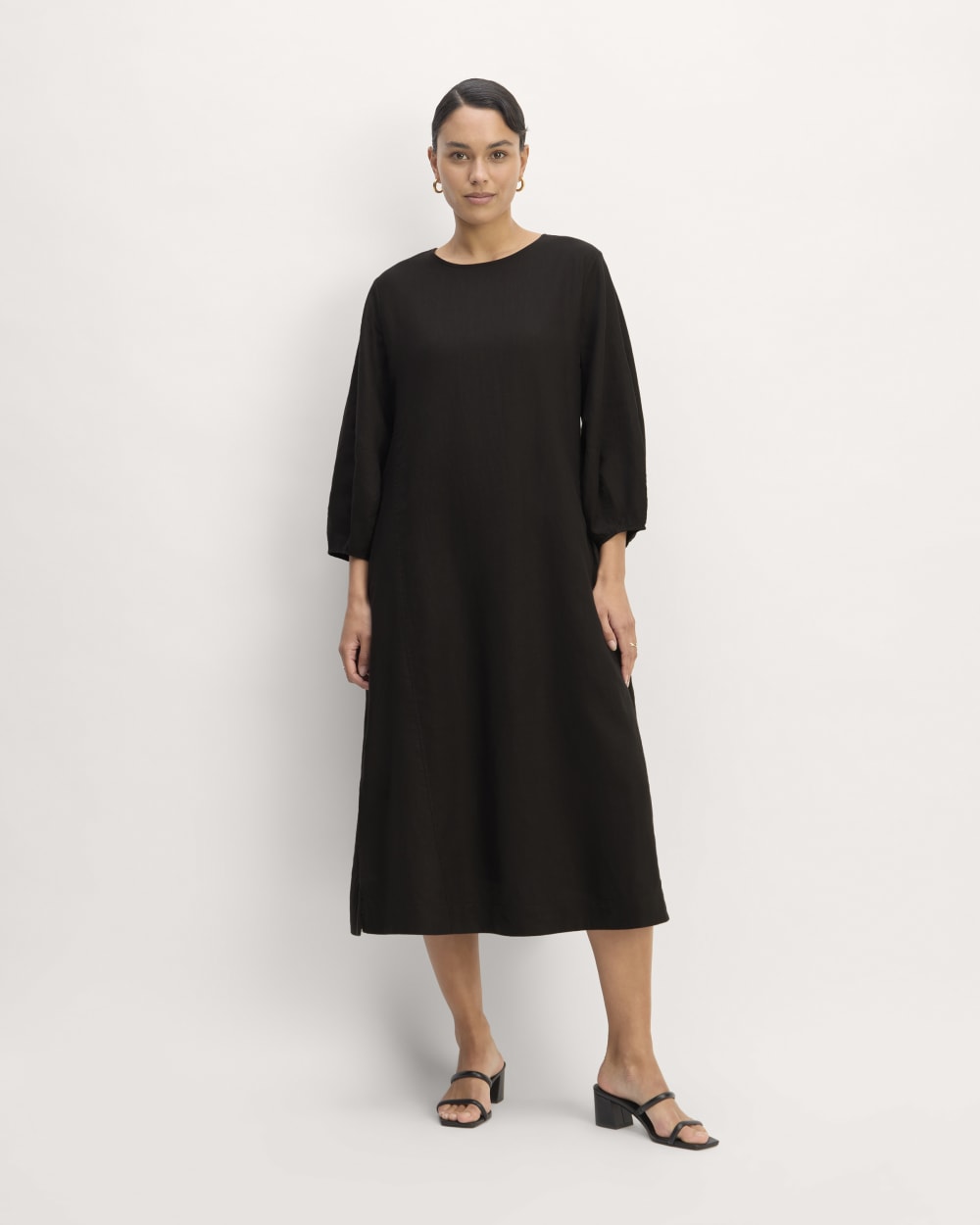 The Linen A-Line Midi Dress | Black - Image 3