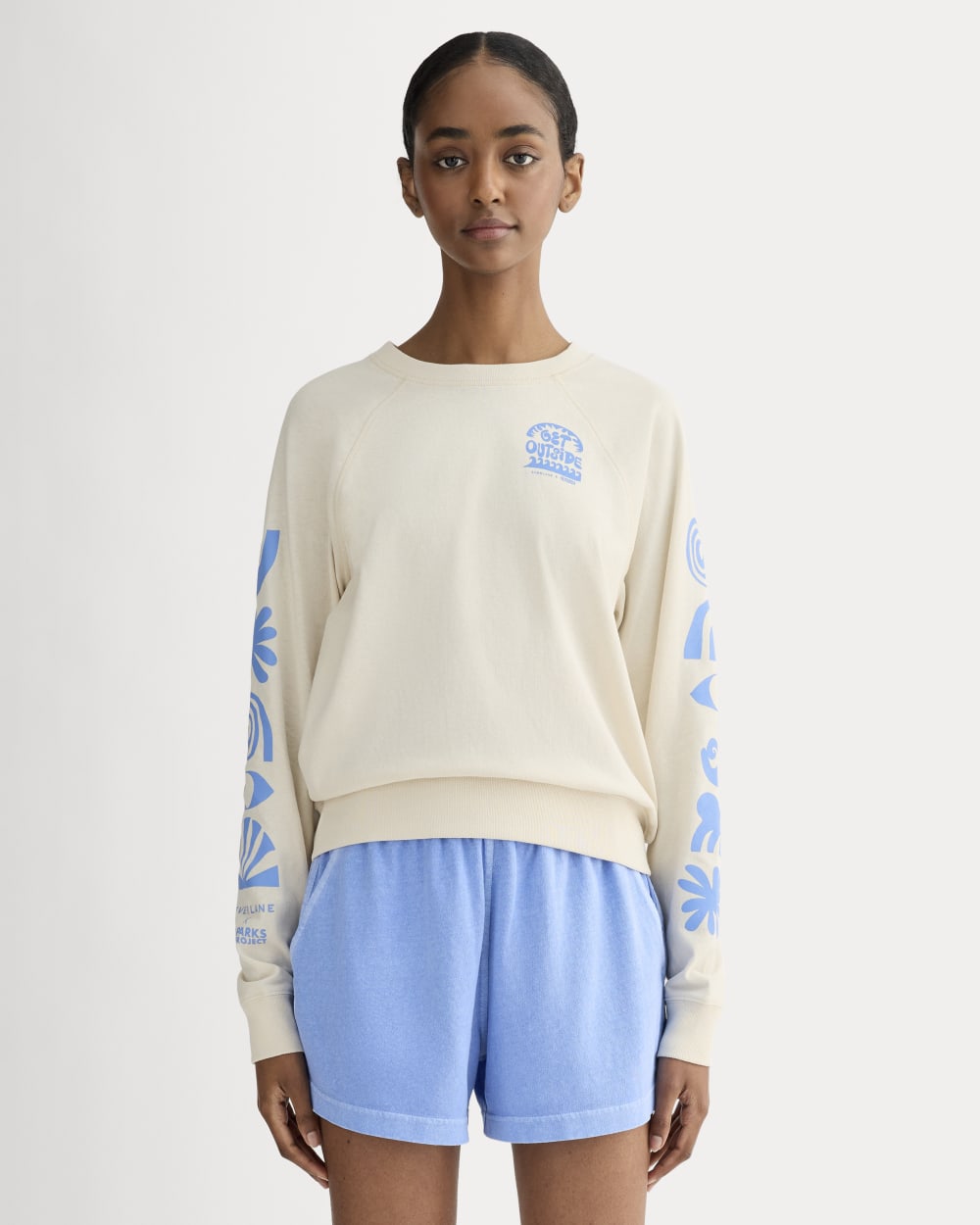 The Everlane x Parks Project Off-Duty Long-Sleeve Tee | Natural / Granada Sky Blue