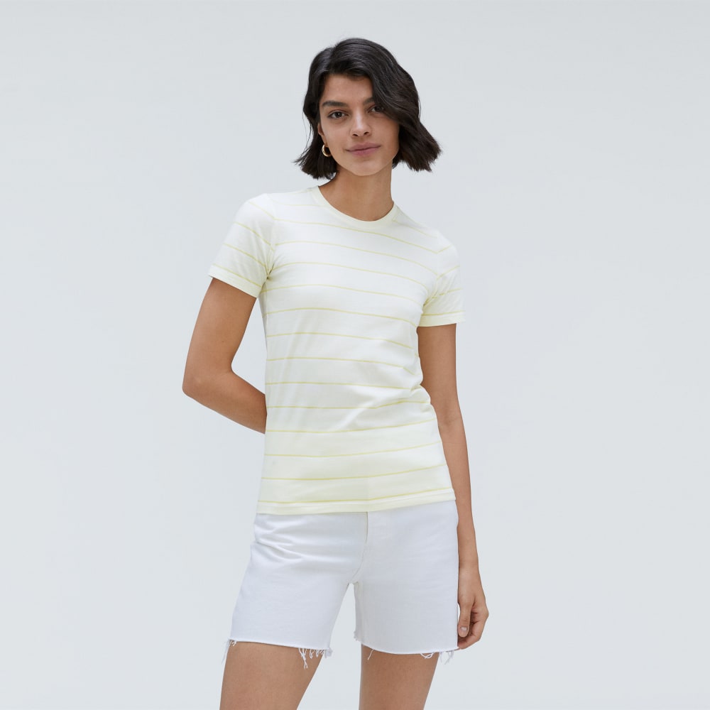 The Organic Cotton Crew Tee | Pastel Yellow / White