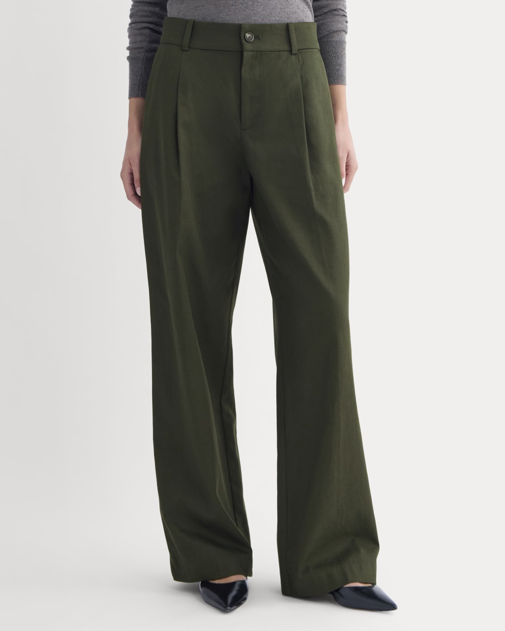Wide-Leg Trouser in Buttersmooth | Dark Green | 32 Inseam - Image 3