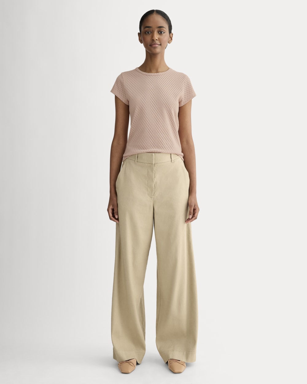 The Pointelle Short-Sleeve Tee | Rose Smoke - Image 3