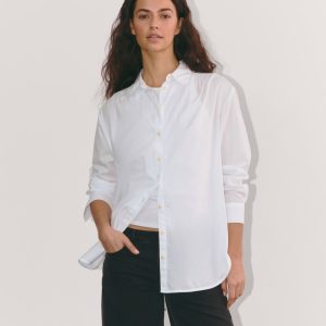 The Gathered Shirt in Silky Cotton | White