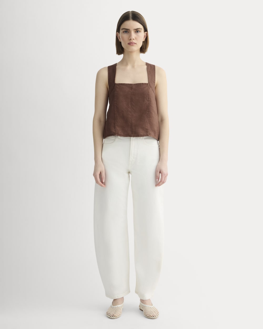 The Crossback Tank in Linen | Cedarwood - Image 3