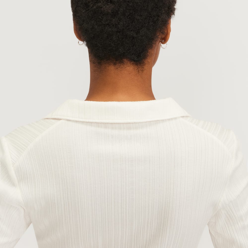 The Rib Soft Knit Open Collar Polo | Bone - Image 5