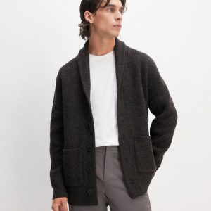 The Felted Merino Shawl Collar Cardigan | Charcoal