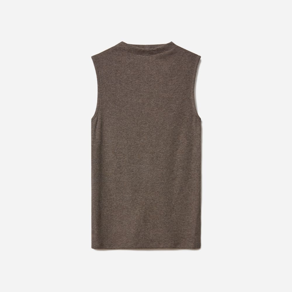 The Pima Micro-Rib Funnel-Neck Tank | Heathered Fatigue