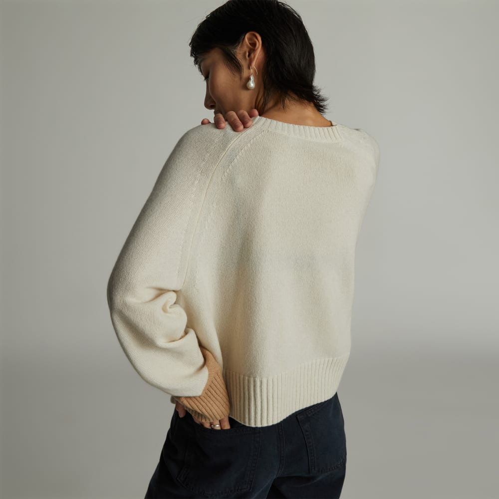 The Cashmere Boxy Crew | Bone / Light Camel - Image 3