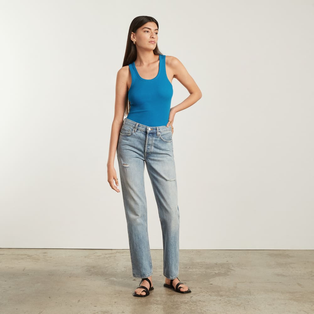 The Pima Micro-Rib U-neck Tank | Horizon Blue - Image 4