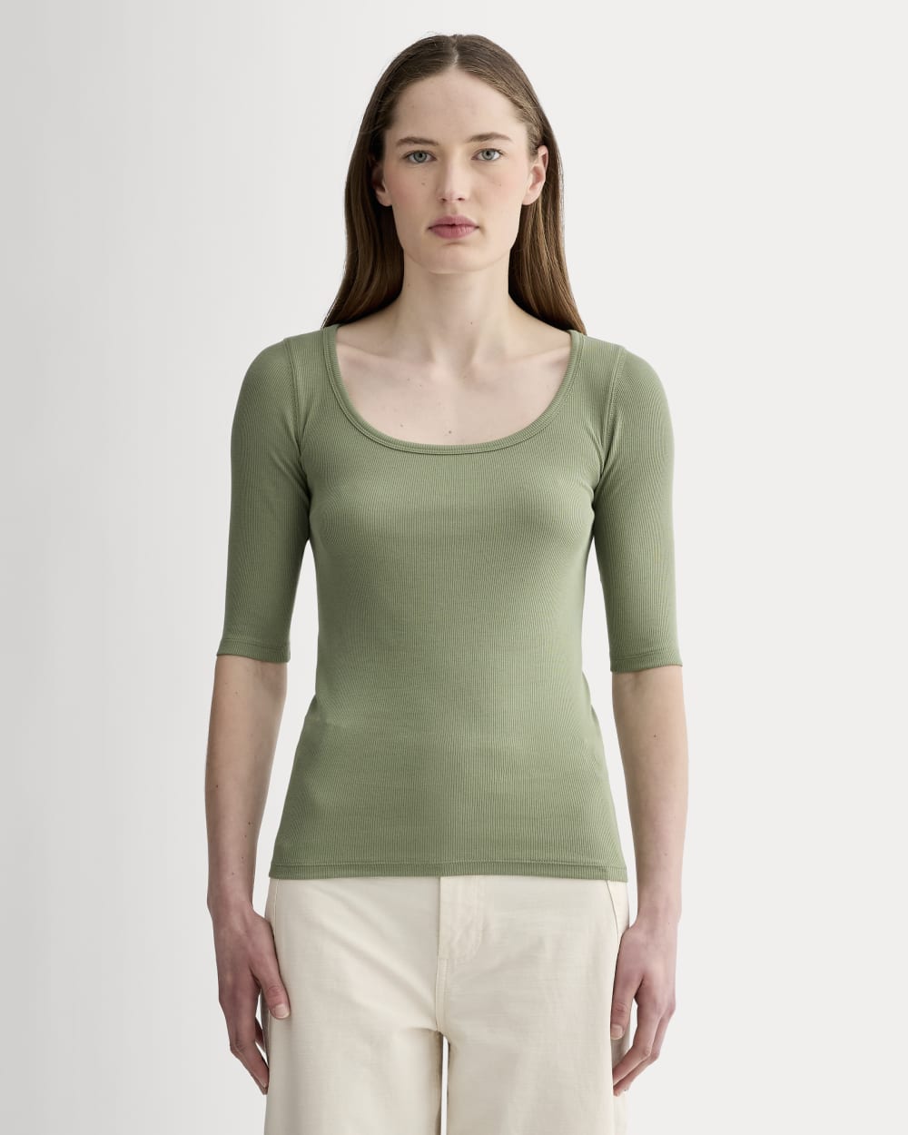 The Luxe Rib Scoop-Neck Tee | Sagebrush