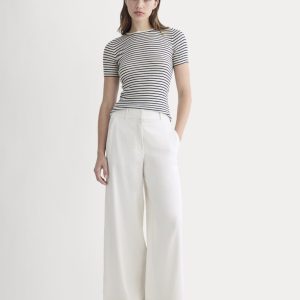 The Wide-Leg Pant in Stretch Linen | Natural Chambray