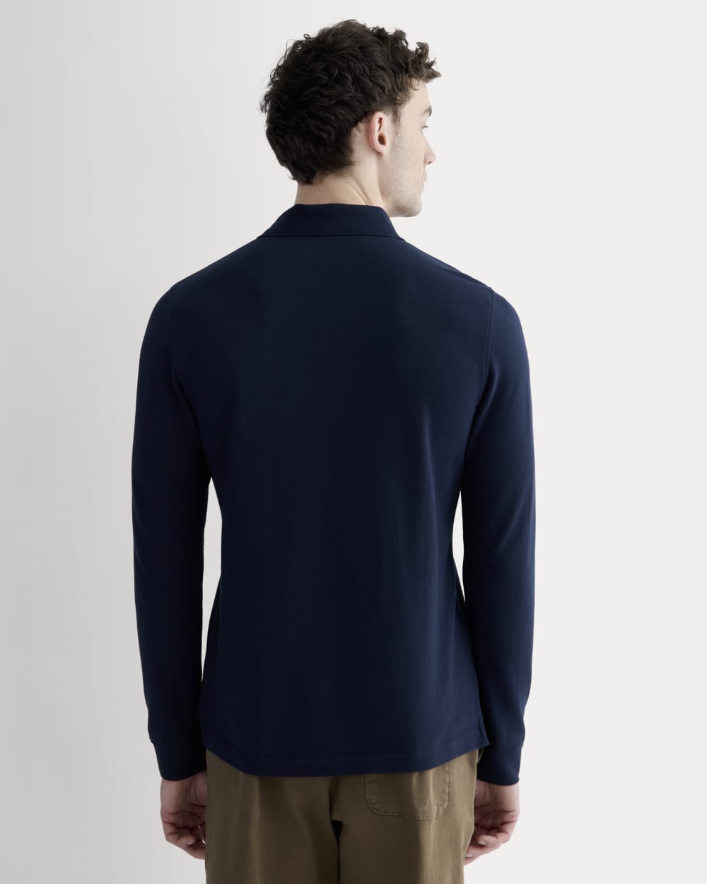 The Long-Sleeve Pique Polo | Deep Navy - Image 5