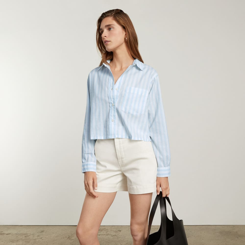 The Way-Short Shirt in Silky Cotton | Mariner Blue / White - Image 6