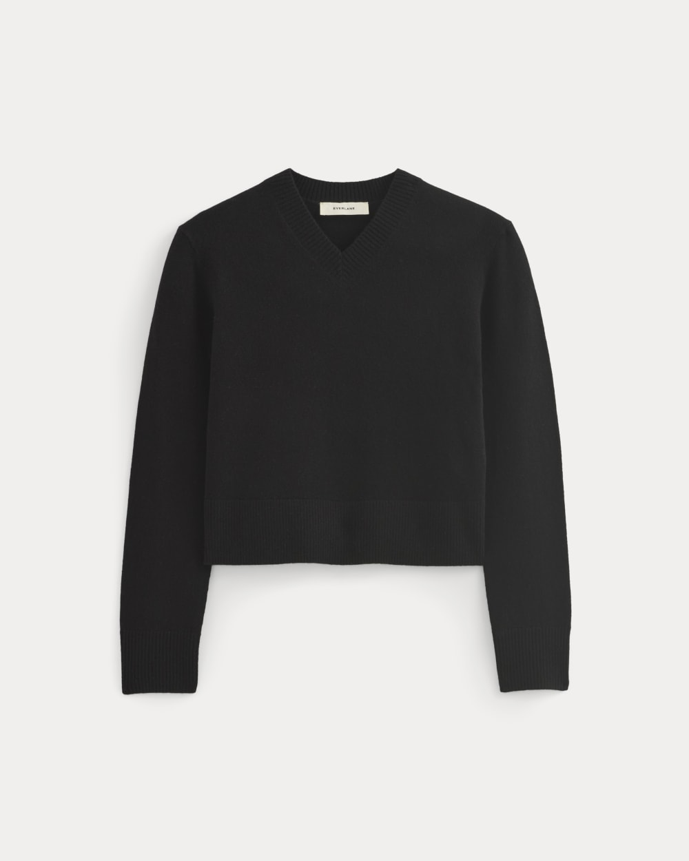 Cashmere Cropped High-V Sweater | Black - Image 2