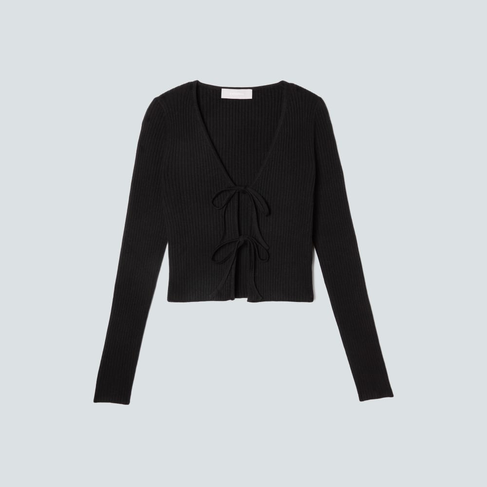 The Cotton-Merino Front-Tie Top | Black - Image 2