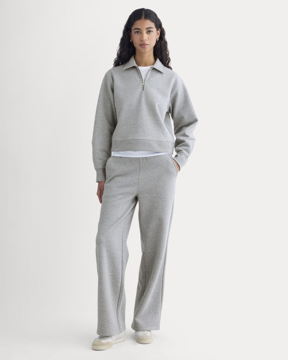Luxe Fleece Zip Polo | Vintage Heather Grey - Image 4