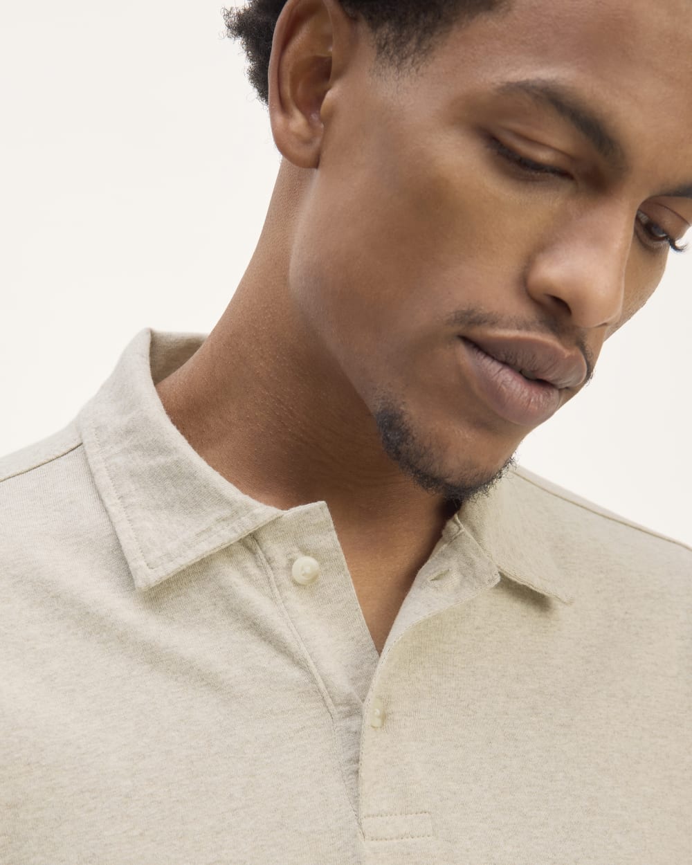 The Premium Weight Long-Sleeve Polo | Heather Oatmeal - Image 4