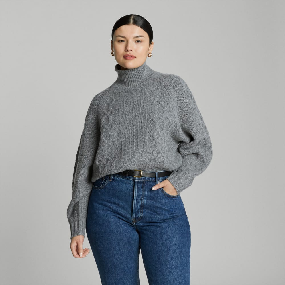 The Felted Merino Cable Sweater | Heathered Mid-Grey