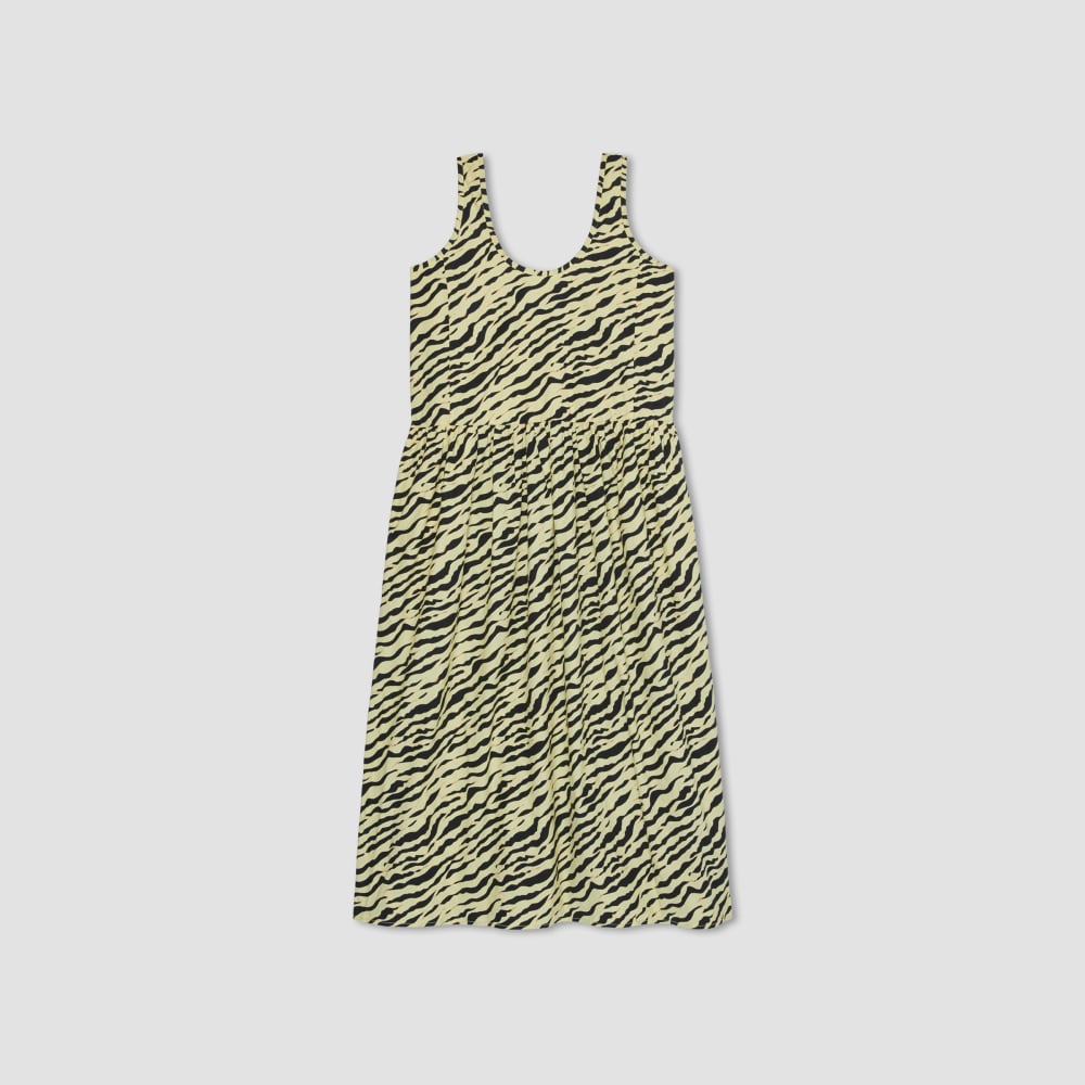 The Poplin Summer Dress | Pale Yellow Tiger Stripe - Image 2