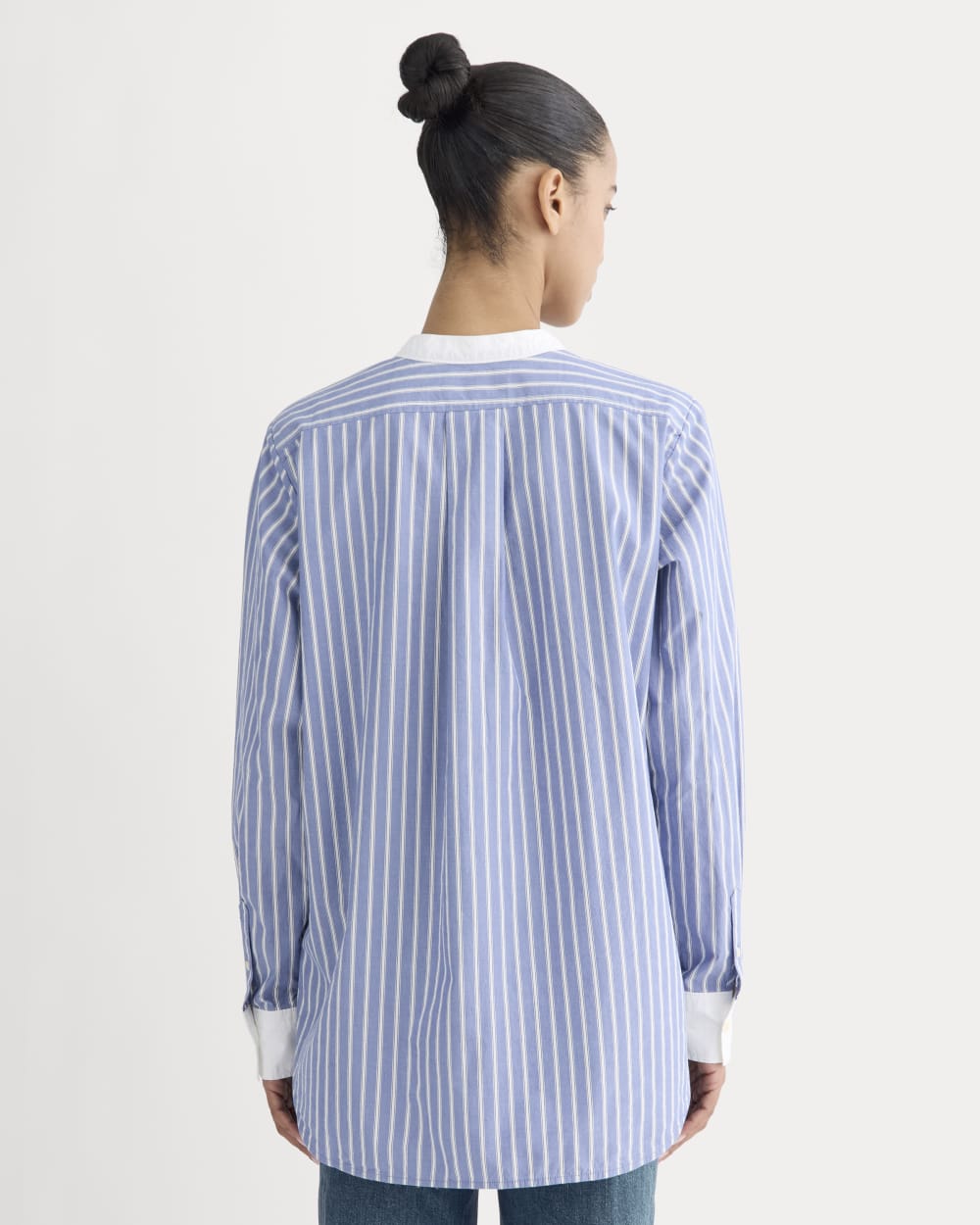The Oversized Shirt in Ultrasoft Cotton | Dutch Blue / Bone - Image 5