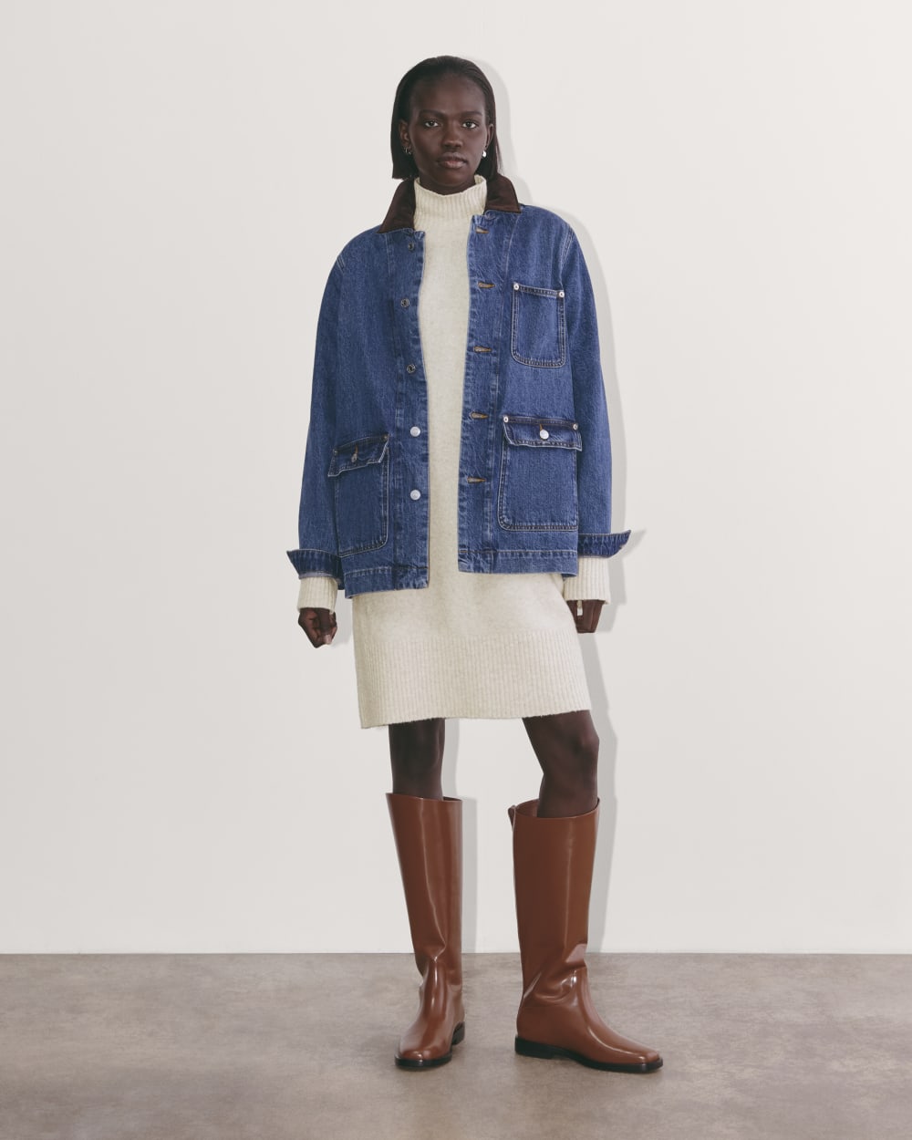 The Sweater Dress in Plush Cotton | Heathered Oat - Image 5