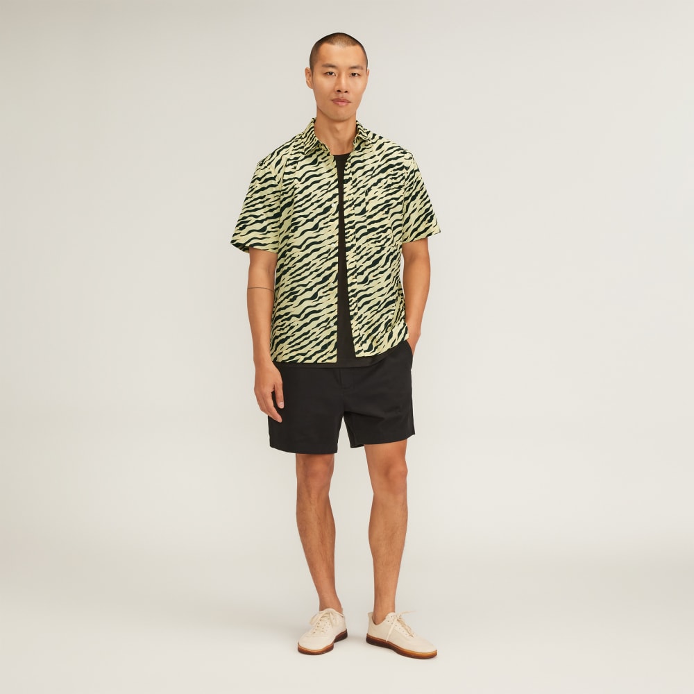 The Poplin Short-Sleeve Shirt | Pale Yellow Tiger Stripe - Image 6